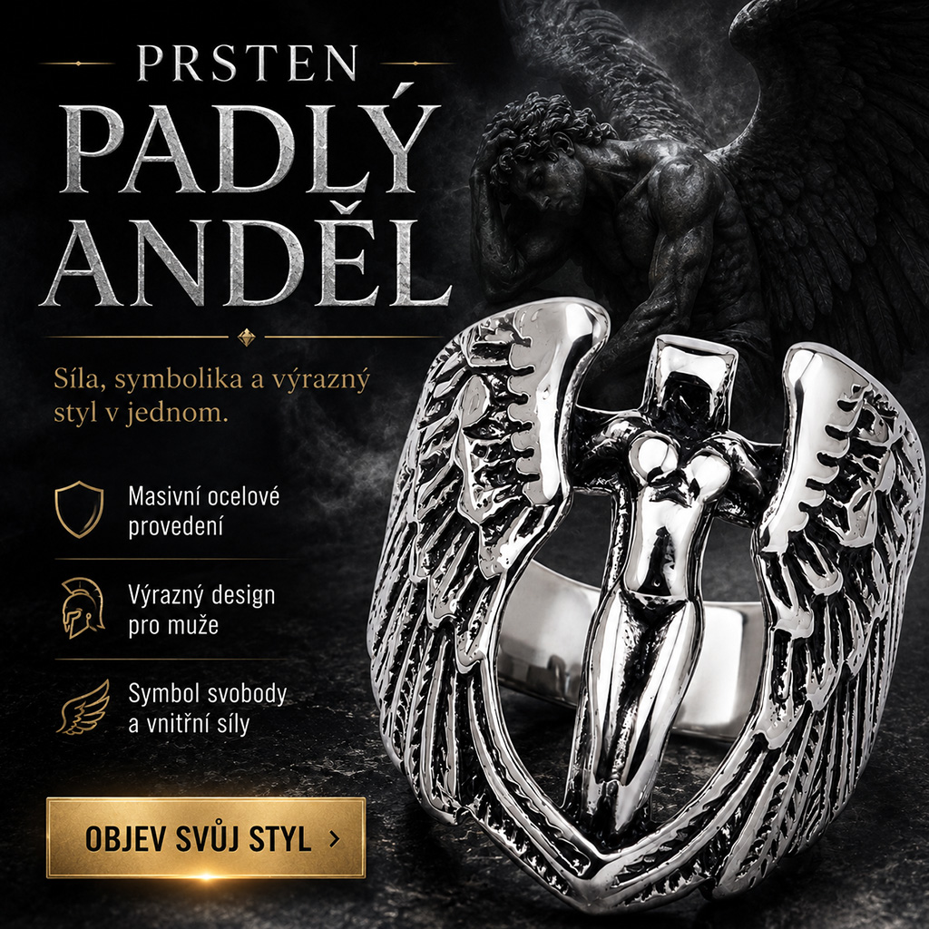 Pánský ocelový prsten Azrael s motivem padlého anděla (3)
